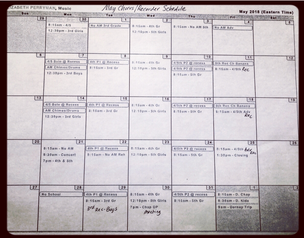 May Schedule – Juddmusic's Blog